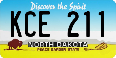 ND license plate KCE211