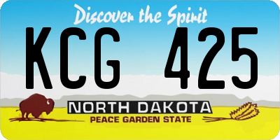 ND license plate KCG425