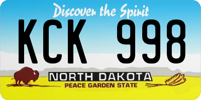 ND license plate KCK998