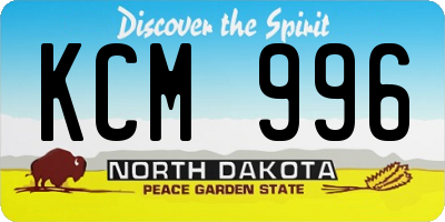 ND license plate KCM996