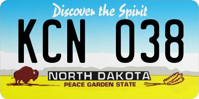 ND license plate KCN038