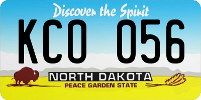 ND license plate KCO056