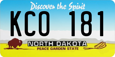 ND license plate KCO181