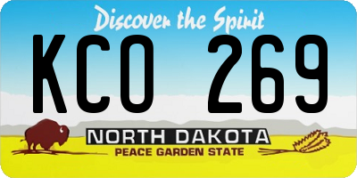ND license plate KCO269