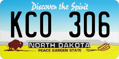 ND license plate KCO306