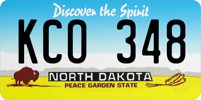 ND license plate KCO348