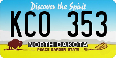ND license plate KCO353