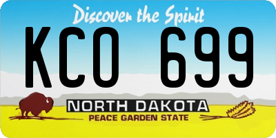 ND license plate KCO699