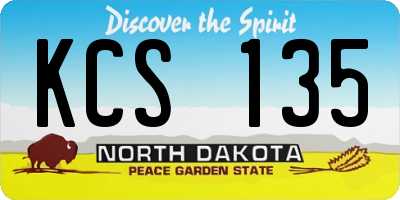 ND license plate KCS135