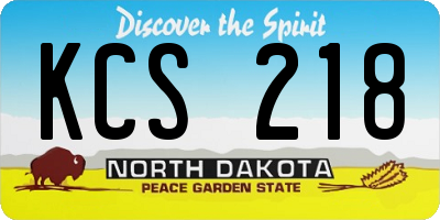 ND license plate KCS218