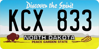 ND license plate KCX833