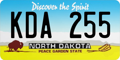 ND license plate KDA255