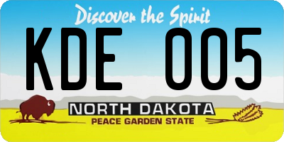 ND license plate KDE005