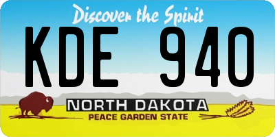 ND license plate KDE940