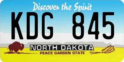 ND license plate KDG845
