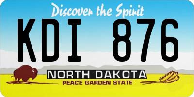 ND license plate KDI876