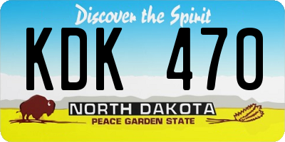 ND license plate KDK470