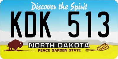 ND license plate KDK513