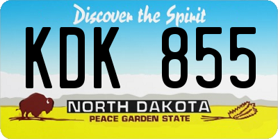 ND license plate KDK855