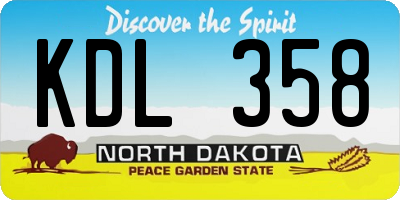 ND license plate KDL358