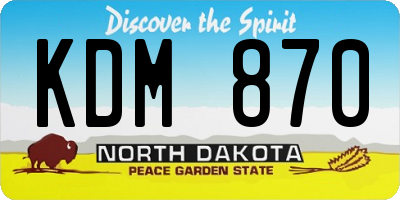 ND license plate KDM870
