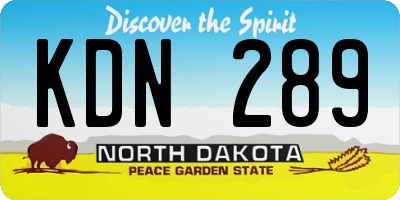 ND license plate KDN289
