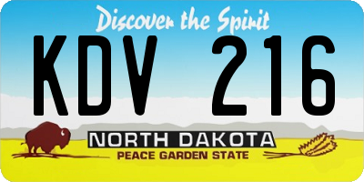 ND license plate KDV216
