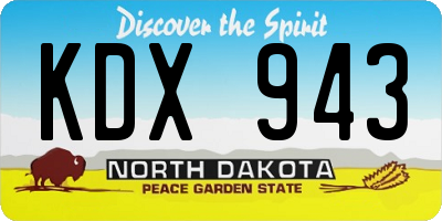 ND license plate KDX943