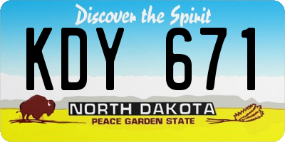 ND license plate KDY671
