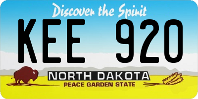 ND license plate KEE920