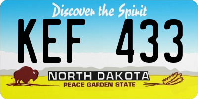 ND license plate KEF433