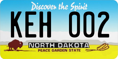 ND license plate KEH002