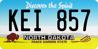 ND license plate KEI857