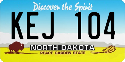 ND license plate KEJ104