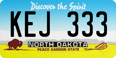 ND license plate KEJ333