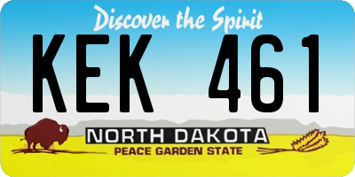 ND license plate KEK461
