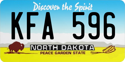 ND license plate KFA596