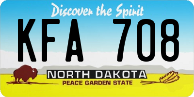 ND license plate KFA708