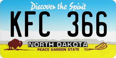 ND license plate KFC366