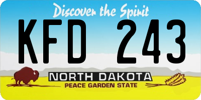 ND license plate KFD243