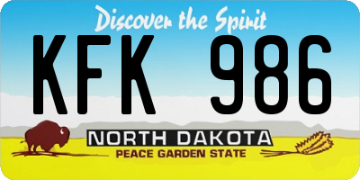 ND license plate KFK986