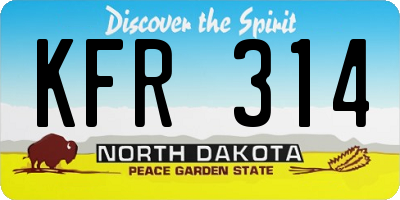 ND license plate KFR314