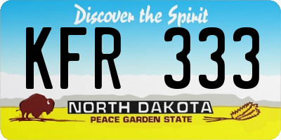 ND license plate KFR333