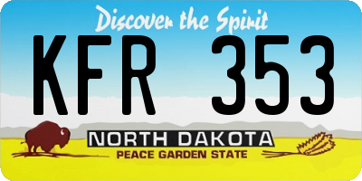 ND license plate KFR353