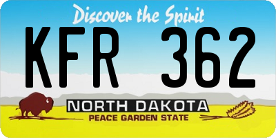 ND license plate KFR362