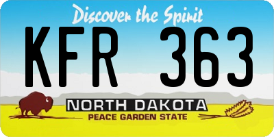 ND license plate KFR363