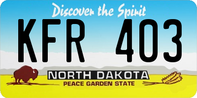 ND license plate KFR403