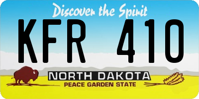 ND license plate KFR410