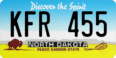 ND license plate KFR455