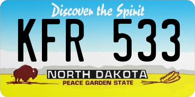 ND license plate KFR533
